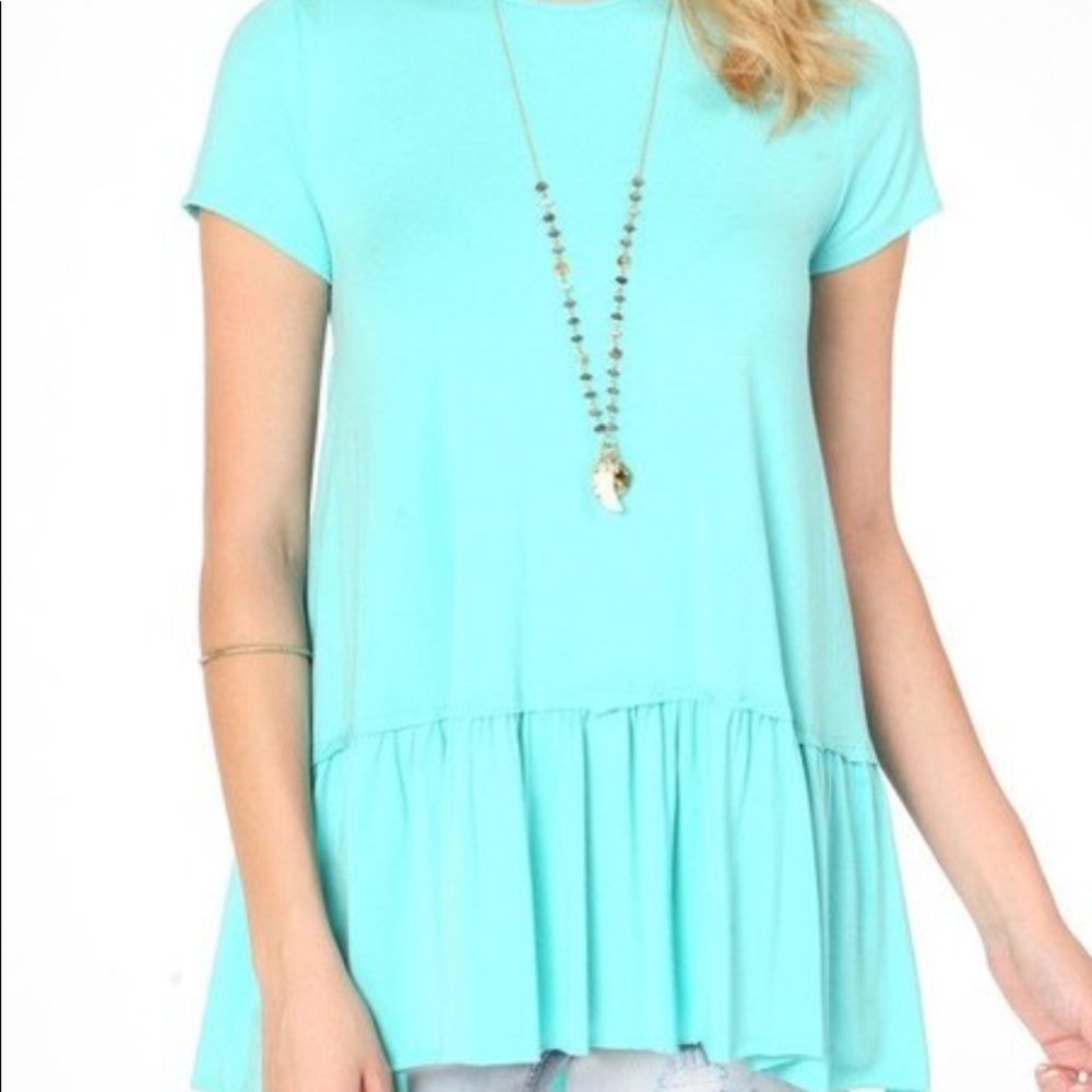 Teal ruffle tunic